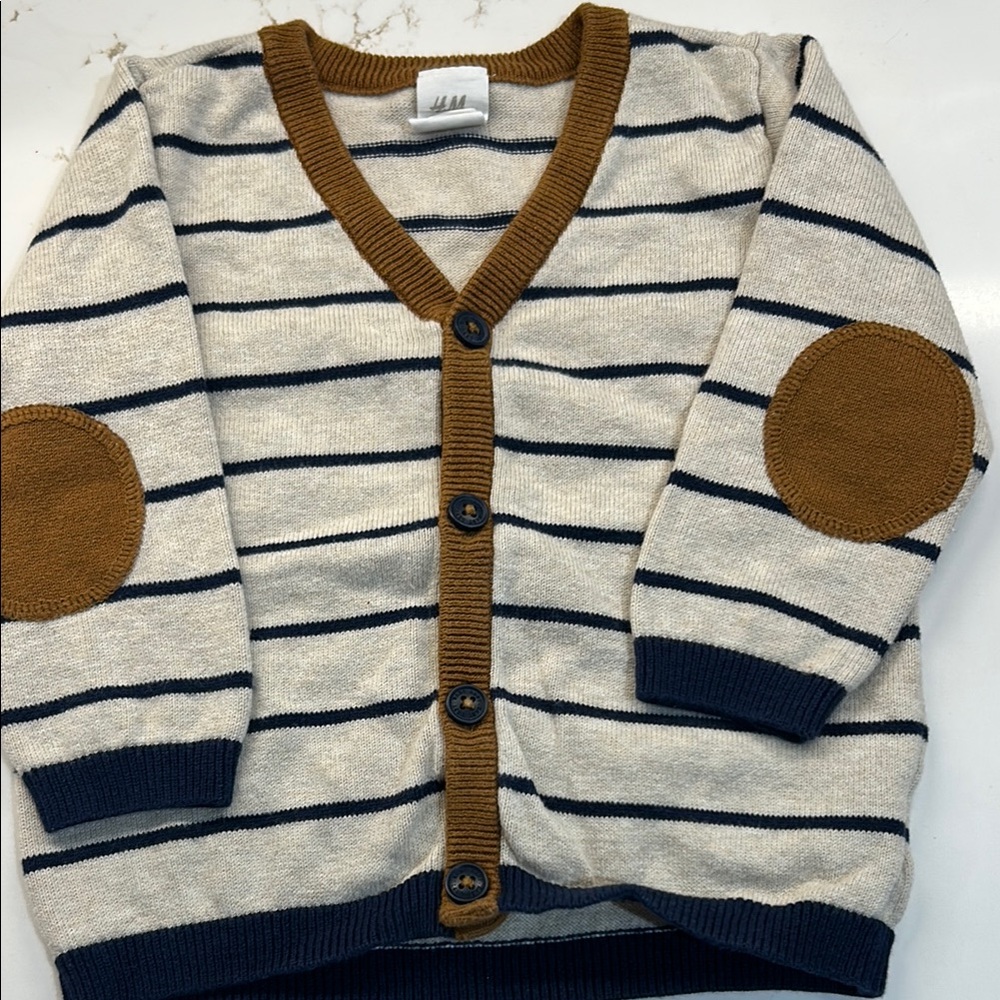 H&M Kids Striped Cardigan - Cream and Brown